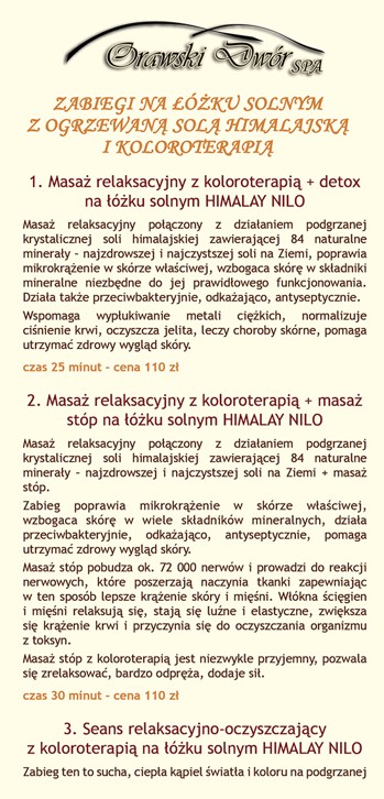 Zabiegi na łóżku solnym – ulotka 1