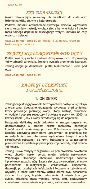 Zabiegi na łóżku solnym – ulotka 3